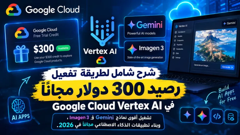 طريقة الحصول على رصيد 300 دولار مجاناً في Vertex AI لعام 2026